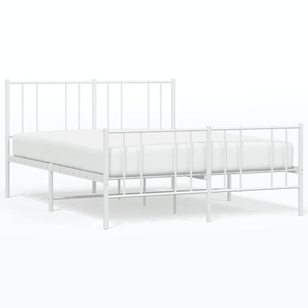 vidaXL Cadre de lit métal sans matelas et pied de lit blanc 140x200 cm
