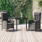 vidaXL Ensemble à manger de jardin avec coussins 3 Pièces Noir