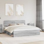 vidaXL Cadre de lit Gris Sonoma 200 x 200 cm Pin massif