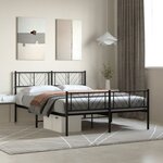 vidaXL Cadre de lit métal sans matelas avec pied de lit noir 120x190cm