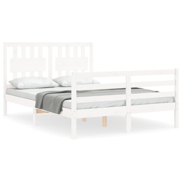 vidaXL Cadre de lit sans matelas blanc bois massif