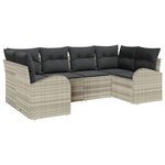 vidaXL Ensemble de canapé de jardin 6 Pièces Gris clair Poly rotin