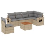 vidaXL Salon de jardin avec coussins 7Pièces mélange beige résine tressée