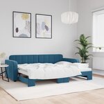 vidaXL Lit de jour avec lit gigogne bleu 80x200 cm velours