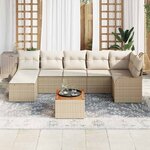 vidaXL Ensemble de canapé de jardin 8 Pièces Beige et blanc