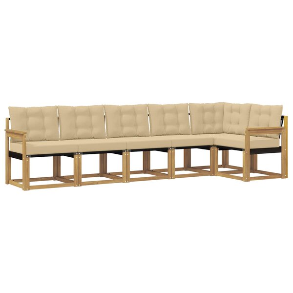 vidaXL Ensemble de canapés d'extérieur 6 pc Blanc et Beige