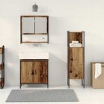 vidaXL Ensemble de mobilier de salle de bain avec porte 3 Pièces Marron