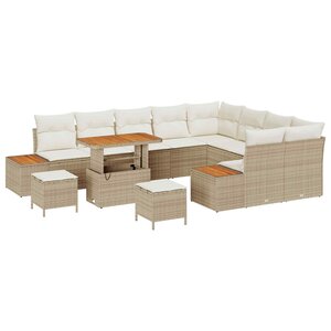 vidaXL Ensemble de canapé de jardin avec coussin 12 Pièces Beige et crème