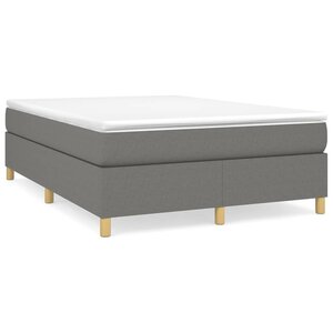 vidaXL Sommier à lattes de lit avec matelas Gris foncé 140x200cm Tissu