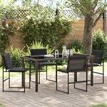 vidaXL Ensemble de salle à manger de jardin 5 pièces avec coussins noir Textilène et acier