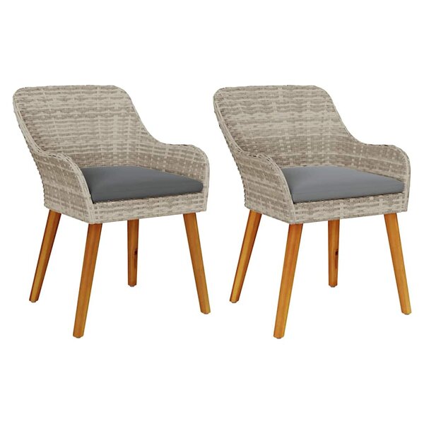 vidaXL Chaise de jardin 2 Pièces Gris clair 55 x 62 5 x 82 cm polyrotin