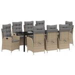 vidaXL Ensemble de salle à manger pour jardin 9 Pièces Beige polyrotin