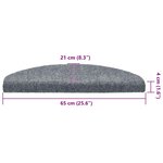 vidaXL Tapis d'escalier autocollants 30 pièces 65 x 21 x 4 cm Gris clair Demi-rond Grand