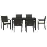 vidaXL Ensemble de 7 pièces de mobilier de jardin avec coussins noir poly rotin