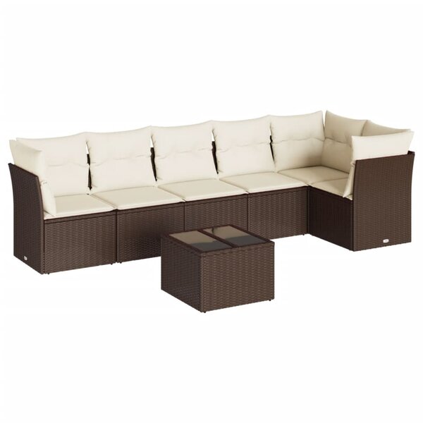 vidaXL Salon de jardin avec coussins 7 Pièces marron résine tressée