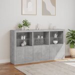 vidaXL Buffet avec lumières LED gris béton 181 5x37x100 cm