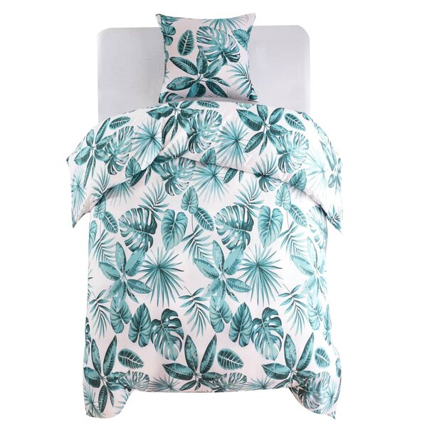 Vidaxl jeu de housse de couette feuilles vert 140x200/60x70 cm