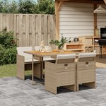 vidaXL Ensemble à manger de jardin avec coussins 5Pièces Beige poly rotin