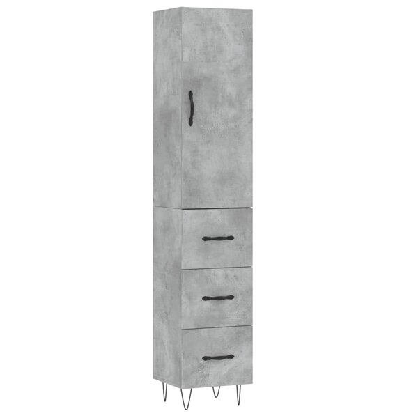 vidaXL Buffet haut Gris béton 34 5x34x180 cm Bois d'ingénierie
