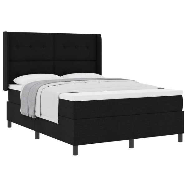 vidaXL Lit à ressorts avec matelas Noir 200 x 140 cm tissu