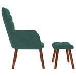 vidaXL Chaise de relaxation avec tabouret Vert foncé Velours