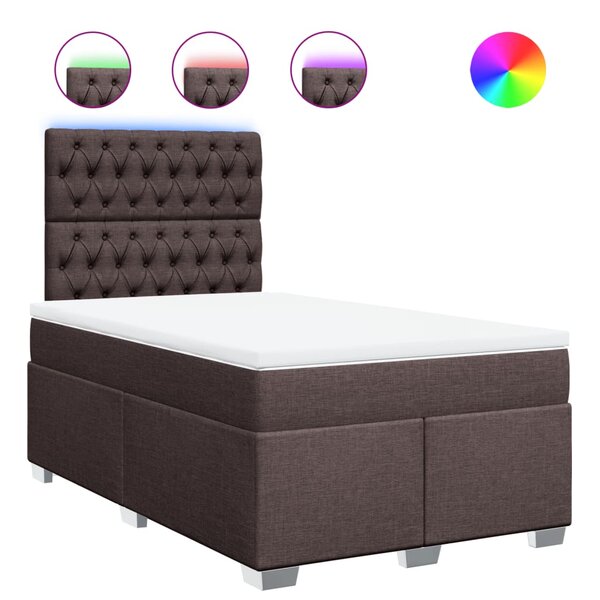 vidaXL Sommier à lattes de lit et matelas marron foncé 120x190cm tissu