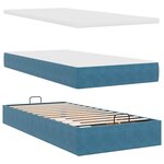 vidaXL Cadre de lit ottoman avec matelas bleu foncé 200x200 cm velours