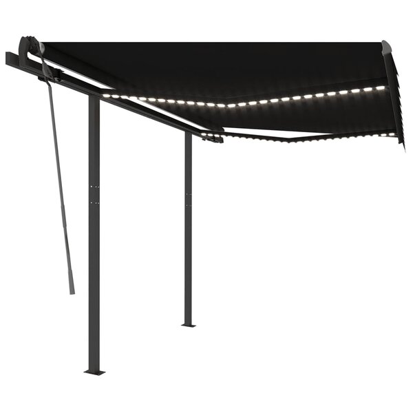 vidaXL Auvent manuel rétractable avec LED 3 5x2 5 m Anthracite