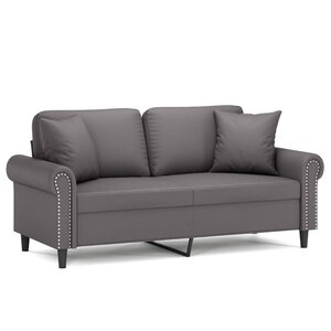 vidaXL Canapé 2 places avec oreillers décoratifs gris 140cm similicuir