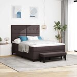 vidaXL Lit à ressorts avec matelas Marron foncé 160 x 200 cm tissu