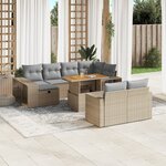 vidaXL Salon de jardin 11 Pièces avec coussins beige résine tressée