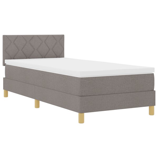 vidaXL Lit à ressorts avec matelas & LED Taupe 90x200 cm Tissu
