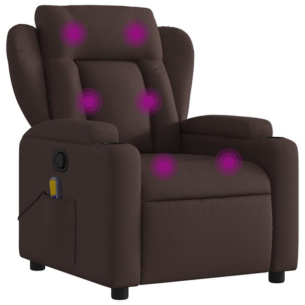 vidaXL Fauteuil de massage inclinable Marron foncé Tissu