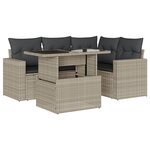 vidaXL Salon de jardin 5 Pièces avec coussins gris clair résine tressée
