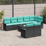 vidaXL Ensemble de canapé de jardin avec stockage 9 Pièces Noir polyrotin