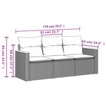 vidaXL Salon de jardin avec coussins 3 Pièces gris résine tressée