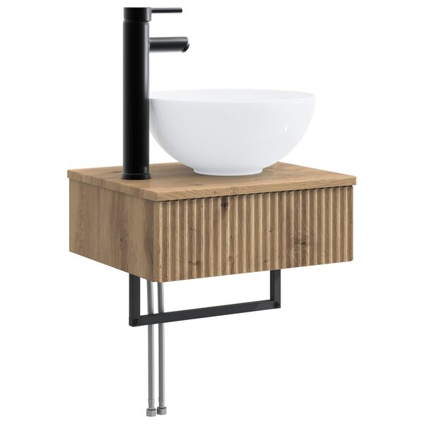 vidaXL Basin de lavage mural Chêne artisanal 40 x 35 x 39 cm