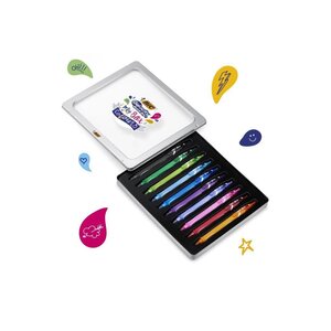 BIC Gel-ocity Quick Dry My Box of Colours Stylos Gel Pointe Moyenne (0,7 mm) - Couleurs Assorties, Boîte Cadeau Métal de 10