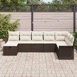 vidaXL Ensemble de canapé de jardin 8 Pièces Marron Poly rotin