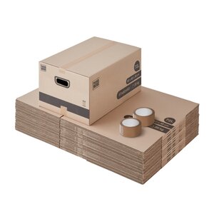 Pack and Move - Lot 30 Cartons Déménagement Stockage M - 60 x 40 x 30 cm - Poignées renforcées - 2 adhésifs offerts