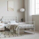 vidaXL Cadre de lit métal sans matelas et pied de lit blanc 100x200 cm