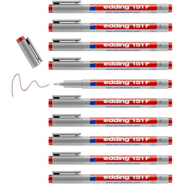Feutre Non Permanent 151 F Rouge Pointe Fine 0 6 mm x 10 EDDING