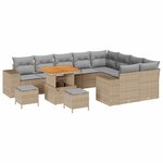 vidaXL Ensemble de canapé de jardin 12 Pièces Beige polyrotin