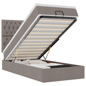 vidaXL Cadre de lit ottoman avec matelas taupe 100x200 cm tissu