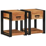 vidaXL Cabinet de chevet avec tiroir 2 Pièces Marron 40 x 40 x 50 cm