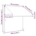 vidaXL Auvent rétractable crème 200x150 m tissu et acier