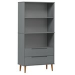 vidaXL Bibliothèque MOLDE Gris 85x35x170 5 cm Bois massif de pin