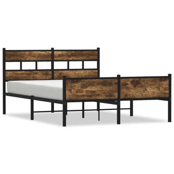 vidaXL Cadre de lit sans matelas chêne fumé 150x200 cm bois ingénierie
