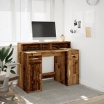 vidaXL Bureau avec lumières LED vieux bois bois d'ingénierie