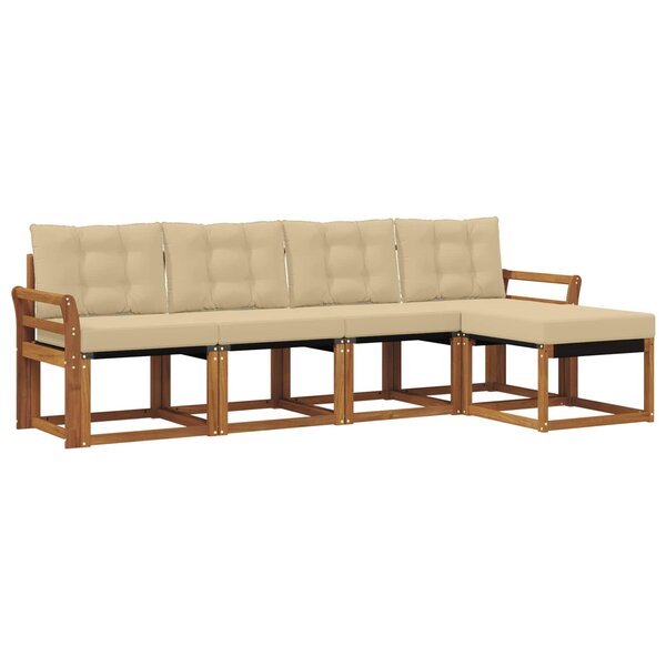 vidaXL Ensemble de canapés d'extérieur 5 pc Naturel et Beige